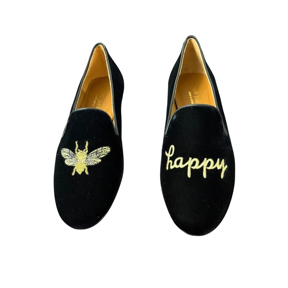 NWT Jon Josef BEE HAPPY Black Velvet Loafer Shoes 8.5 M